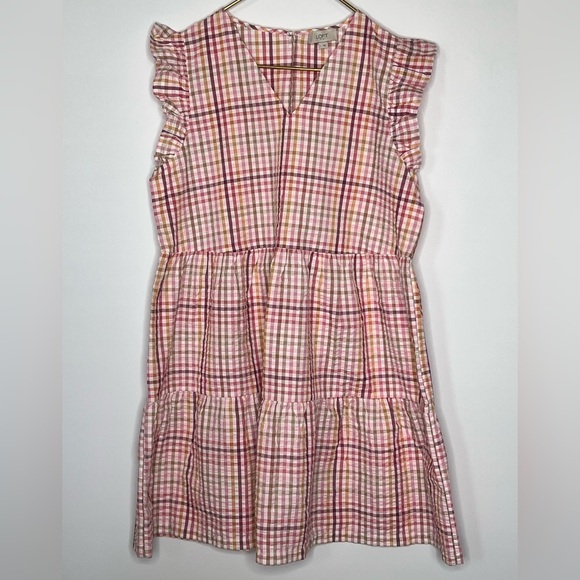 NWT Loft Outlet Checkered V Neck sleeveless Dress Medium - Picture 1 of 9